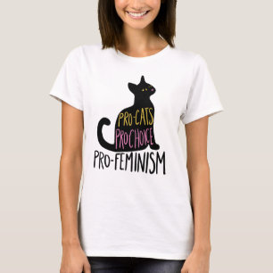 Pro-katten pro-keuze pro-feminisme zwarte kat t-shirt