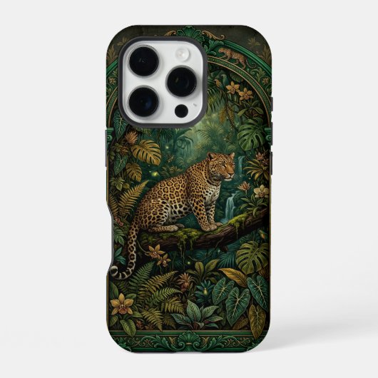 Pro Léopard sur une branche jungle | Coque iPhone 16 P (Verso)