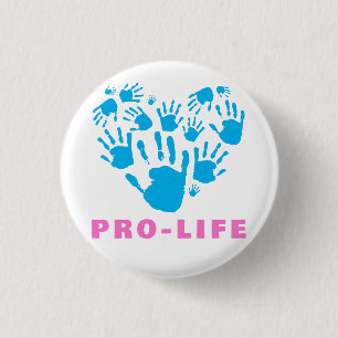 Pro-Life Handprint Hart – Waardeer Leven Bewustzij Ronde Button 3,2 Cm