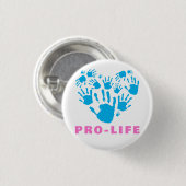 Pro-Life Handprint Heart – Value Life Awareness Ronde Button 3,2 Cm (Voorkant /achterkant)
