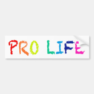"PRO LIFE" (IN RAINBOW CRAYONS) BUMPERSTICKER