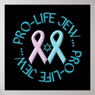 "Pro-Life Jew" met ster van David & Ribbons Poster