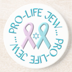 "Pro-Life Jew" met ster van David & Ribbons Zandsteen Onderzetter