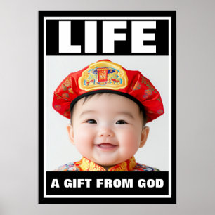 PRO-LIFE SCHATTIGE LACHEND CHINEES BABY LIFE POSTE POSTER