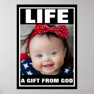 PRO-LIFE SCHATTIGE SMILING DOWN SYNDROOM BABY LIFE POSTER