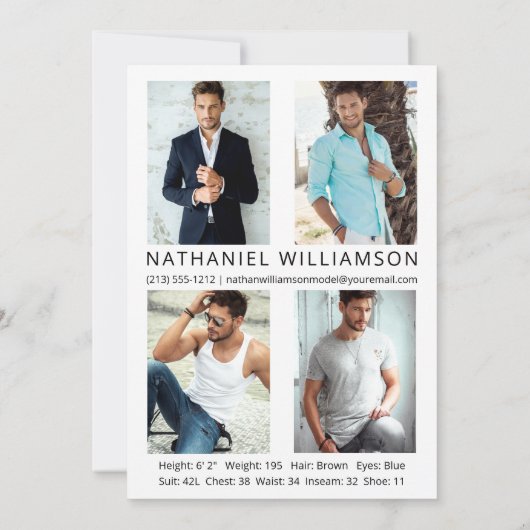 Pro Model Actor 5 Foto's Comp Kaart (Achterkant)