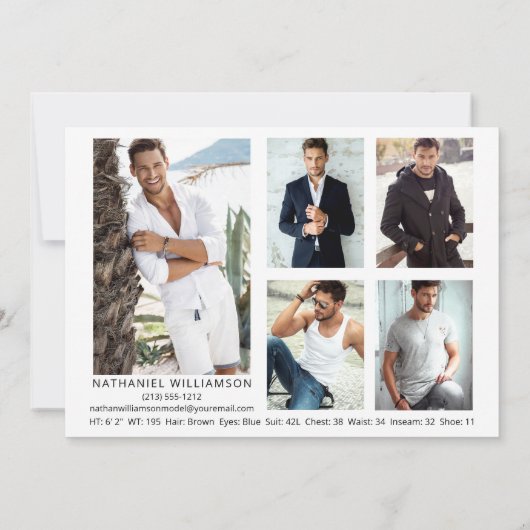 Pro Model Actor 6 Foto's Modern Comp Kaart (Achterkant)