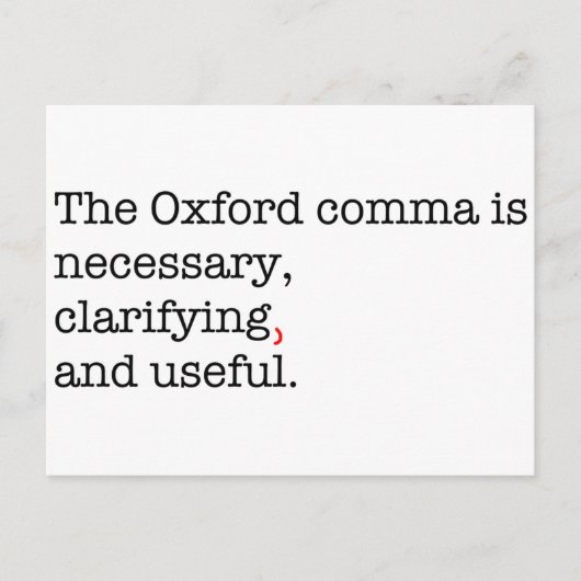 Pro-Oxford Comma Briefkaart (Voorkant)