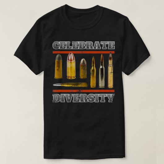 Pro Pistool Vier Diversiteit Pistool Bullets Tip T-shirt (Design voorkant)