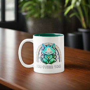 Pro-purr Yogi Kat Liefhebber Yoga Meditatie Regenb Tweekleurige Koffiemok
