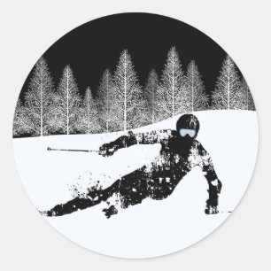 Pro Skier, Ski Snowboard Ronde Sticker