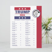 Pro Trump 2024 Logo Restaurant Afhaalmenu Menu (Staand voorkant)