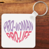 Pro Woman Pro Life Heart Shaped Typography Sleutelhanger (Achterkant)
