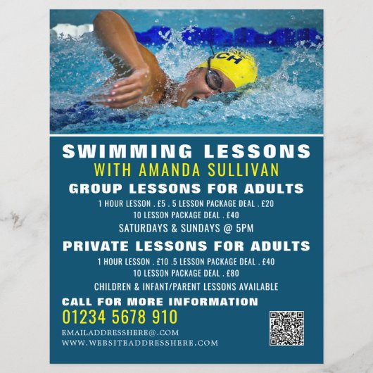 Pro-zwemmer, zwemles Adverteren brochure (Voorkant)