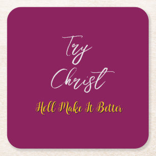 Probeer Christ Burgundy Vierkante Kartonnen Onderzetter