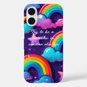 "Probeer een regenboog te zijn" iPhone 16 Hoesje