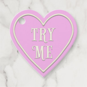 "Probeer één" Tea Party roze hart gepersonaliseerd Bedankjes Labels