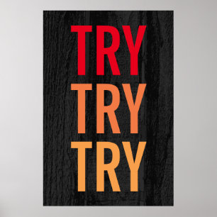 Probeer eens Motivatie Achievement Grey Wood Poster