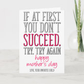 Probeer het nog eens, favoriete kinderen, grappige kaart (Voorkant)