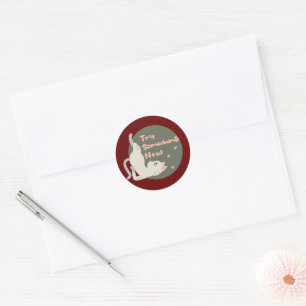 Probeer iets nieuws over een Kawaii-witte kat die Ronde Sticker