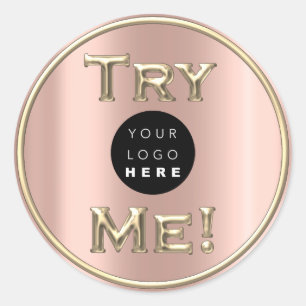 Probeer me Logo Gold Tester Sample Container Roos Ronde Sticker