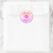 Probeer me Logo Tester Sample Holografroze Pastel Ronde Sticker (Tas)