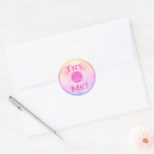 Probeer me Logo Tester Sample Holografroze Pastel Ronde Sticker (Envelop)
