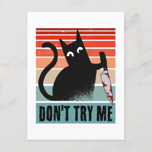 Probeer me niet, Moody Cat met mes Invitation Briefkaart
