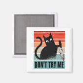 Probeer me niet, Moody Cat met mes Invitation Magneet (Voorkant / Achterkant)