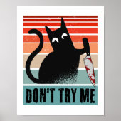 Probeer me niet, Moody Cat met mes Invitation Poster (Voorkant)