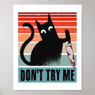 Probeer me niet, Moody Cat met mes Invitation Poster