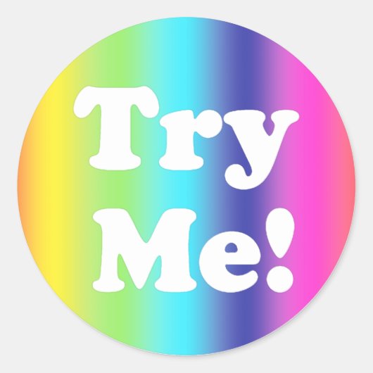 Probeer me Rainboogroze Tester Sample Container Ronde Sticker (Voorkant)