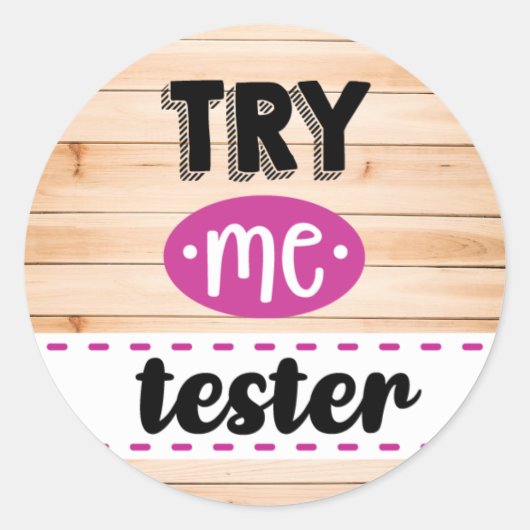 Probeer me tester-label ronde sticker (Voorkant)