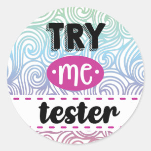 Probeer me tester-label ronde sticker