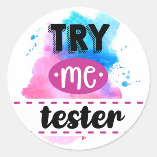 Probeer me tester-label ronde sticker (Voorkant)