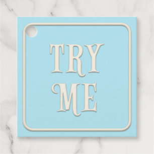"Probeer me" Victoriaans Tea Party Blue Square Cus Bedankjes Labels