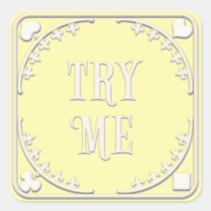 "Probeer me" Wonderland Tea Party Whimsical Vierkante Sticker