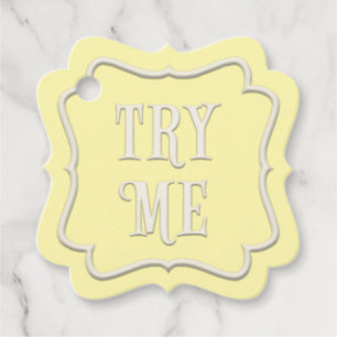 "Probeer me" Wonderland Tea Party Yellow Personali Bedankjes Labels
