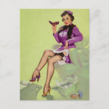 Probeer nieuwe schoenen vrouwen pin-up
