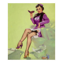 Probeer nieuwe schoenen vrouwen pin-up