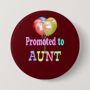 Probeerd tot tante, ballonfeest ronde button 7,6 cm