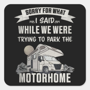 Proberen de Motorhome Funny RV te parkeren Vierkante Sticker