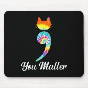 Probleem Semicolon Tie Dye Cat Zelfmoord Preventie Muismat