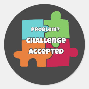 Probleem Uitdaging Aanvaard Motivatieel Ontwerp Ronde Sticker