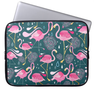 Probleemloos grafisch patroon met felle bloemen en laptop sleeve