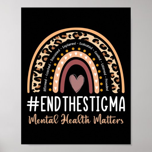 Problemen Einde Stigma Awareness Boho Rainbow Poster (Voorkant)