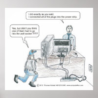 Problemen met het computernetsnoer cartoon