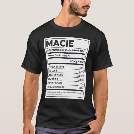 Problemen met Macie-voedingsinformatie Oplossen ha T-shirt (Voorkant)