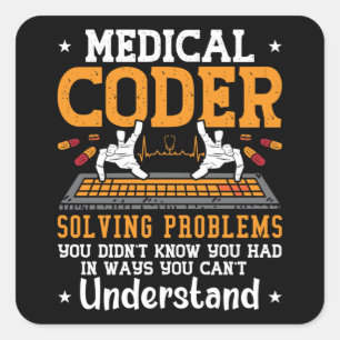 Problemen met medische codering oplossen Hulp-code Vierkante Sticker