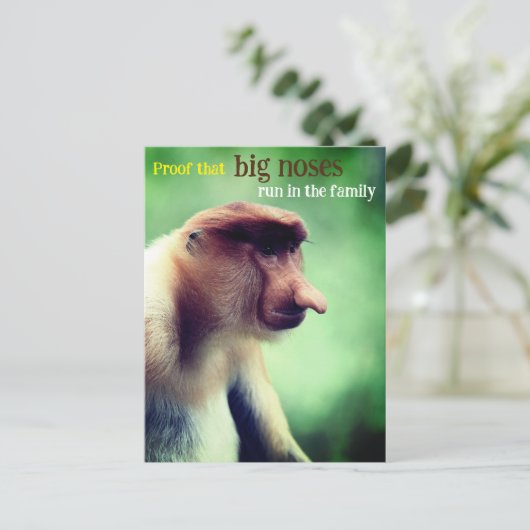 Proboscis aap met grote neus feestdagenkaart (Staand voorkant)